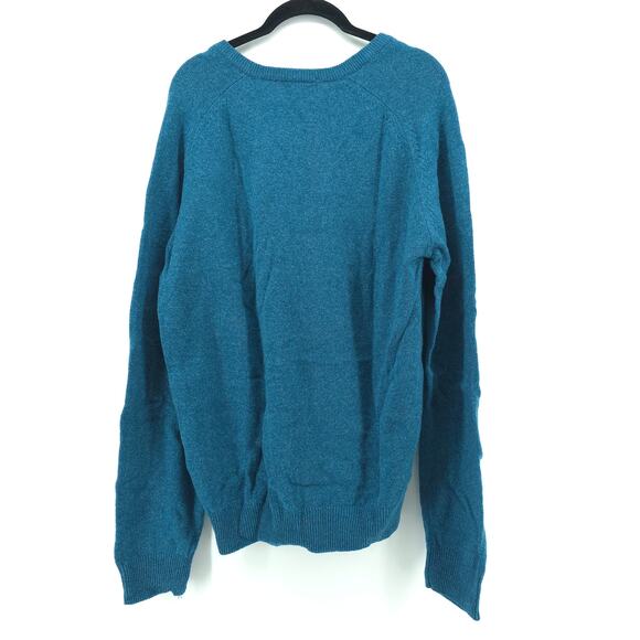 M&S Collection Mens Blue Teal 100% Extra Fine Lambswool Cozy Sweater V-Neck| L - Picture 7 of 10